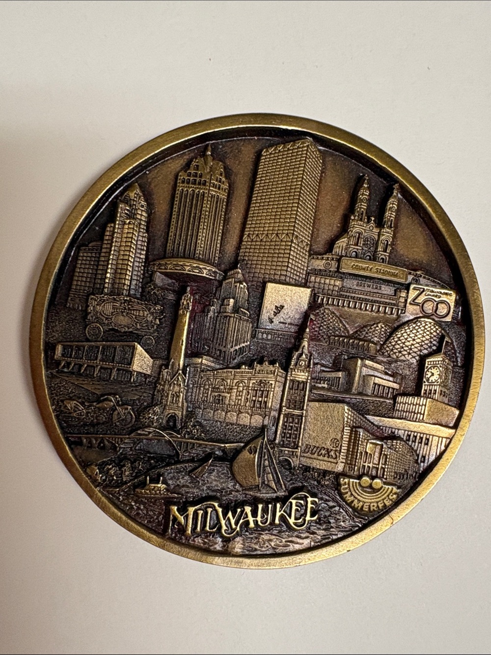 Milwaukee Vintage Commemorative Bronze-Tone Coin Medallion